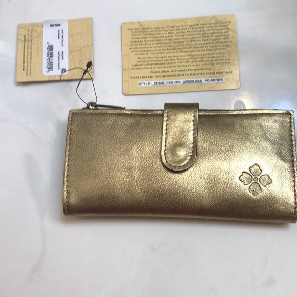 Patricia Nash Nazari Distressed Metallic Bifold Leather Wallet Antique Gold NWT - Picture 16 of 16